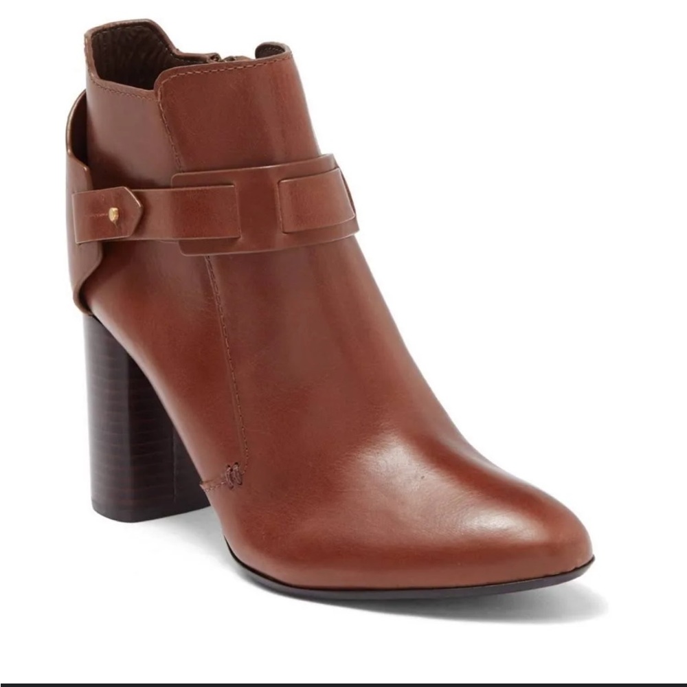 Brown leather booties